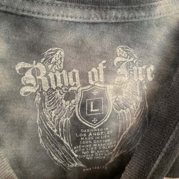 Ring of Fire 🔥 acid Silver & Black T shirt size L - Picture 3 of 5